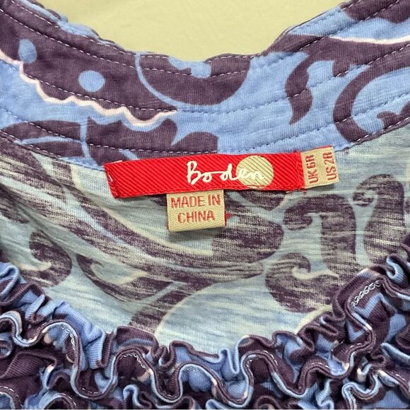 Boden Sleeveless Dress Sz 2 Ruffle Trim Knit Floral Print - Picture 2 of 4